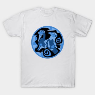 totonac birds in ancient mexican patterns ecopop floral glyph pictogram pluma T-Shirt